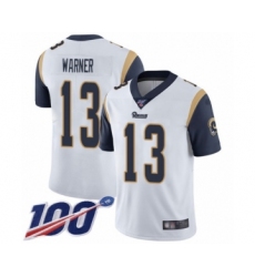 Men's Los Angeles Rams #13 Kurt Warner White Vapor Untouchable Limited Player 100th Season Football Jersey