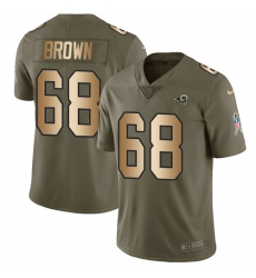 Youth Nike Los Angeles Rams #68 Jamon Brown Limited Olive/Gold 2017 Salute to Service NFL Jersey