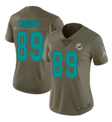 Women's Nike Miami Dolphins #89 Nat Moore Limited Olive 2017 Salute to Service NFL Jersey