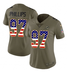 Women's Nike Miami Dolphins #97 Jordan Phillips Limited Olive/USA Flag 2017 Salute to Service NFL Jersey