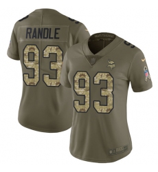 Women's Nike Minnesota Vikings #93 John Randle Limited Olive/Camo 2017 Salute to Service NFL Jersey