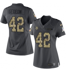 Women's Nike Minnesota Vikings #42 Ben Gedeon Limited Black 2016 Salute to Service NFL Jersey
