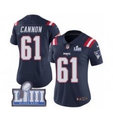 Women's Nike New England Patriots #61 Marcus Cannon Limited Navy Blue Rush Vapor Untouchable Super Bowl LIII Bound NFL Jersey