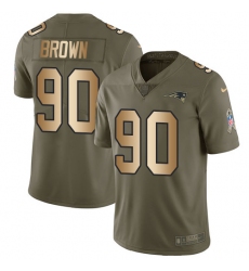 Youth Nike New England Patriots #90 Malcom Brown Limited Olive/Gold 2017 Salute to Service NFL Jersey