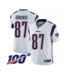 Men's New England Patriots #87 Rob Gronkowski White Vapor Untouchable Limited Player 100th Season Football Jersey