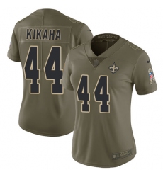 Women's Nike New Orleans Saints #44 Hau'oli Kikaha Limited Olive 2017 Salute to Service NFL Jersey