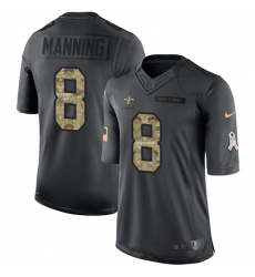 Men's Nike New Orleans Saints #8 Archie Manning Limited Black 2016 Salute to Service NFL Jersey