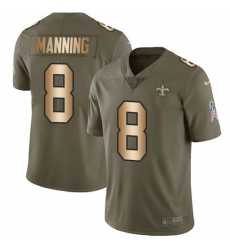 Men's Nike New Orleans Saints #8 Archie Manning Limited Olive/Gold 2017 Salute to Service NFL Jersey