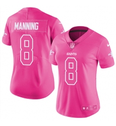Women's Nike New Orleans Saints #8 Archie Manning Limited Pink Rush Fashion NFL Jersey