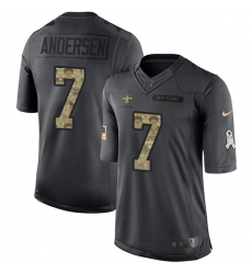 Youth Nike New Orleans Saints #7 Morten Andersen Limited Black 2016 Salute to Service NFL Jersey