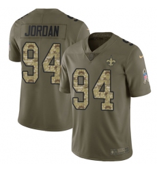 Youth Nike New Orleans Saints #94 Cameron Jordan Limited Olive/Camo 2017 Salute to Service NFL Jersey