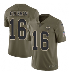 Youth Nike New Orleans Saints #16 Brandon Coleman Limited Olive 2017 Salute to Service NFL Jersey