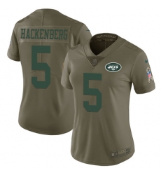 Women's Nike New York Jets #5 Christian Hackenberg Limited Olive 2017 Salute to Service NFL Jersey