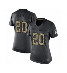 Women's New York Jets #20 Marcus Maye Limited Black 2016 Salute to Service Football Jersey