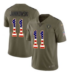 Men's Nike Oakland Raiders #11 Sebastian Janikowski Limited Olive/USA Flag 2017 Salute to Service NFL Jersey