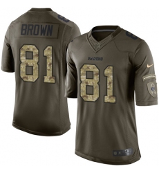 Men's Nike Oakland Raiders #81 Tim Brown Elite Green Salute to Service NFL Jersey