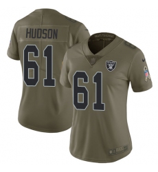 Women's Nike Oakland Raiders #61 Rodney Hudson Limited Olive 2017 Salute to Service NFL Jersey