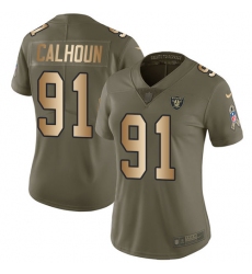 Women's Nike Oakland Raiders #91 Shilique Calhoun Limited Olive/Gold 2017 Salute to Service NFL Jersey