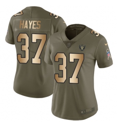Women's Nike Oakland Raiders #37 Lester Hayes Limited Olive/Gold 2017 Salute to Service NFL Jersey