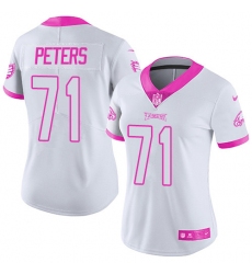 Women's Nike Philadelphia Eagles #71 Jason Peters Limited White/Pink Rush Fashion NFL Jersey