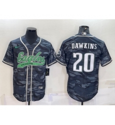Men's Philadelphia Eagles #20 Brian Dawkins Grey Cam Cool Base Stitched Baseball Jersey