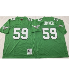 Men's Philadelphia Eagles #59 Seth Joyner Kelly Green Throwback Stitched Football Jersey