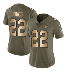 Women's Nike Philadelphia Eagles #22 Sidney Jones Limited Olive/Gold 2017 Salute to Service NFL Jersey