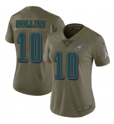 Women's Nike Philadelphia Eagles #10 Mack Hollins Limited Olive 2017 Salute to Service NFL Jersey