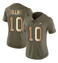 Women's Nike Philadelphia Eagles #10 Mack Hollins Limited Olive/Gold 2017 Salute to Service NFL Jersey