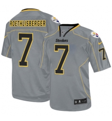 Men's Nike Pittsburgh Steelers #7 Ben Roethlisberger Elite Lights Out Grey NFL Jersey