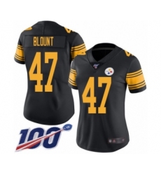 Women's Pittsburgh Steelers #47 Mel Blount Limited Black Rush Vapor Untouchable 100th Season Football Jersey