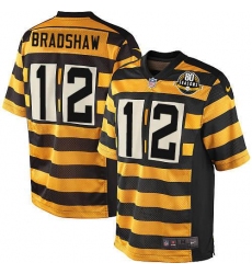 Youth Nike Pittsburgh Steelers #12 Terry Bradshaw Limited Yellow/Black Alternate 80TH Anniversary Throwback NFL Jersey