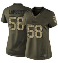 Women's Nike Pittsburgh Steelers #58 Jack Lambert Elite Green Salute to Service NFL Jersey