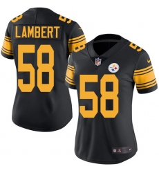 Women's Nike Pittsburgh Steelers #58 Jack Lambert Limited Black Rush Vapor Untouchable NFL Jersey