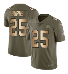 Men's Nike Pittsburgh Steelers #25 Artie Burns Limited Olive/Gold 2017 Salute to Service NFL Jersey