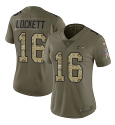 Women's Nike Seattle Seahawks #16 Tyler Lockett Limited Olive/Camo 2017 Salute to Service NFL Jersey