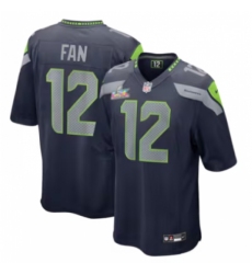 Men's Seattle Seahawks #12 12s Navy Nike Super Bowl LX Tundra Fashion Game Jersey