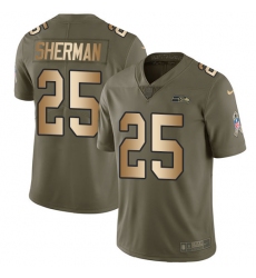 Youth Nike Seattle Seahawks #25 Richard Sherman Limited Olive/Gold 2017 Salute to Service NFL Jersey