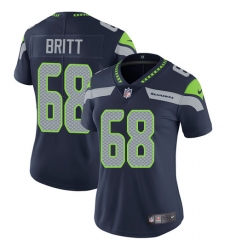Women's Nike Seattle Seahawks #68 Justin Britt Steel Blue Team Color Vapor Untouchable Limited Player NFL Jersey