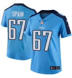Women's Nike Tennessee Titans #67 Quinton Spain Limited Light Blue Rush Vapor Untouchable NFL Jersey