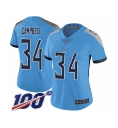 Women's Tennessee Titans #34 Earl Campbell Light Blue Alternate Vapor Untouchable Limited Player 100th Season Football Jersey