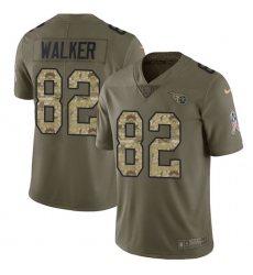 Youth Nike Tennessee Titans #82 Delanie Walker Limited Olive/Camo 2017 Salute to Service NFL Jersey