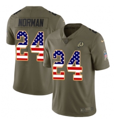 Youth Nike Washington Redskins #24 Josh Norman Limited Olive/USA Flag 2017 Salute to Service NFL Jersey