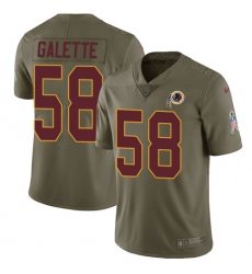 Youth Nike Washington Redskins #58 Junior Galette Limited Olive 2017 Salute to Service NFL Jersey