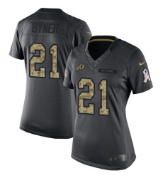 Women's Nike Washington Redskins #21 Earnest Byner Limited Black 2016 Salute to Service NFL Jersey