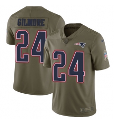 Men's Nike New England Patriots #24 Stephon Gilmore Limited Olive 2017 Salute to Service NFL Jersey