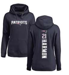 NFL Women's Nike New England Patriots #21 Duron Harmon Navy Blue Backer Pullover Hoodie