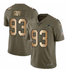 Youth Nike New England Patriots #93 Lawrence Guy Limited Olive/Gold 2017 Salute to Service NFL Jersey