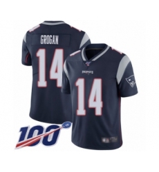 Men's New England Patriots #14 Steve Grogan Navy Blue Team Color Vapor Untouchable Limited Player 100th Season Football Jersey
