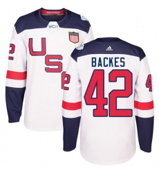Youth Adidas Team USA #42 David Backes Authentic White Home 2016 World Cup Ice Hockey Jersey